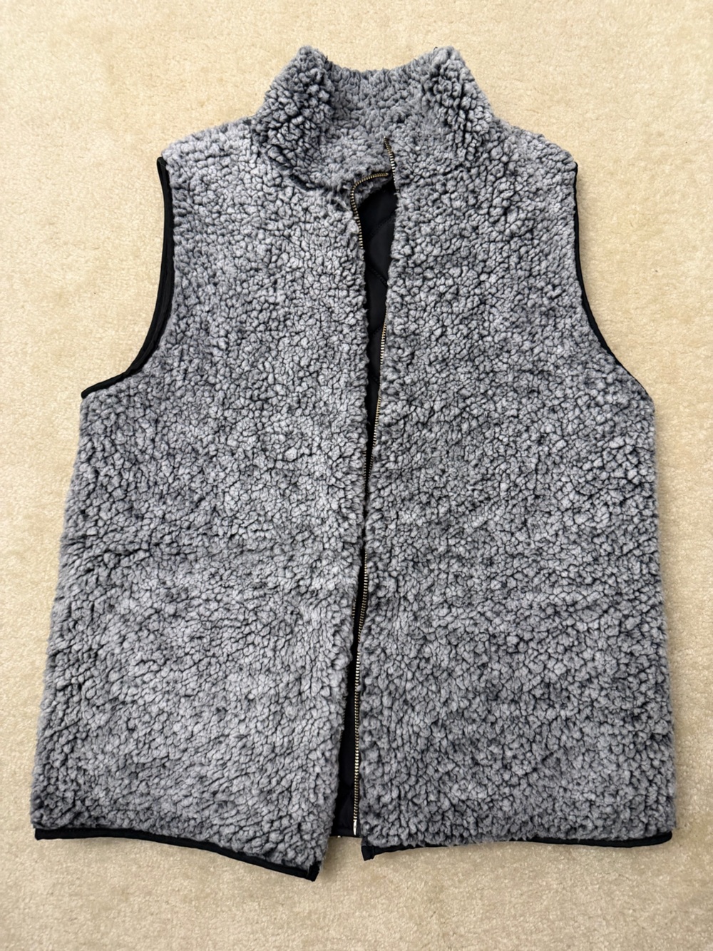 Cozy Grey Sherpa Zip-Up Vest